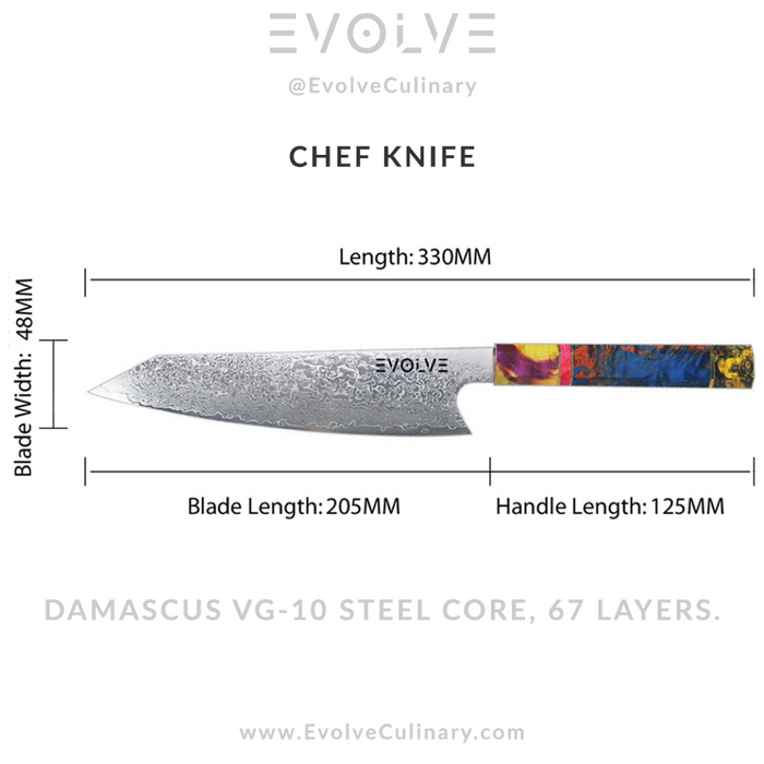 Cuchillo Estilo Japonés en Acero de Damasco — Evolve Culinary