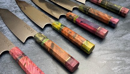 CUCHILLO ESTILO JAPONÉS EN ACERO DE DAMASCO